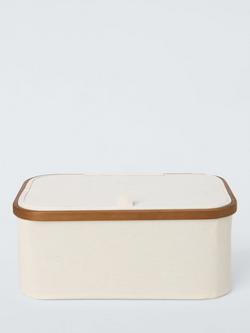 John Lewis Bamboo Rim Lidded Storage Basket, H16 x W38 x D26cm - view 2, Natural