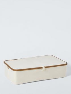 John Lewis Bamboo Rim Lidded Underbed Storage Basket, H19 x W76 x D45cm, Natural