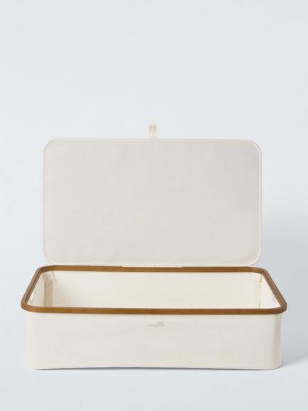 John Lewis Bamboo Rim Lidded Underbed Storage Basket, H19 x W76 x D45cm - view 2, Natural