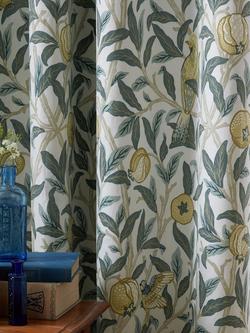 William Morris At Home Bird & Pomegranate Pair Blackout Lined Eyelet Curtains, Mineral - view 2, Mineral