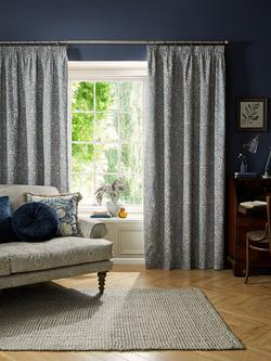 William Morris At Home Original Willow Pair Blackout Lined Pencil Pleat Curtains, Indigo, Indigo