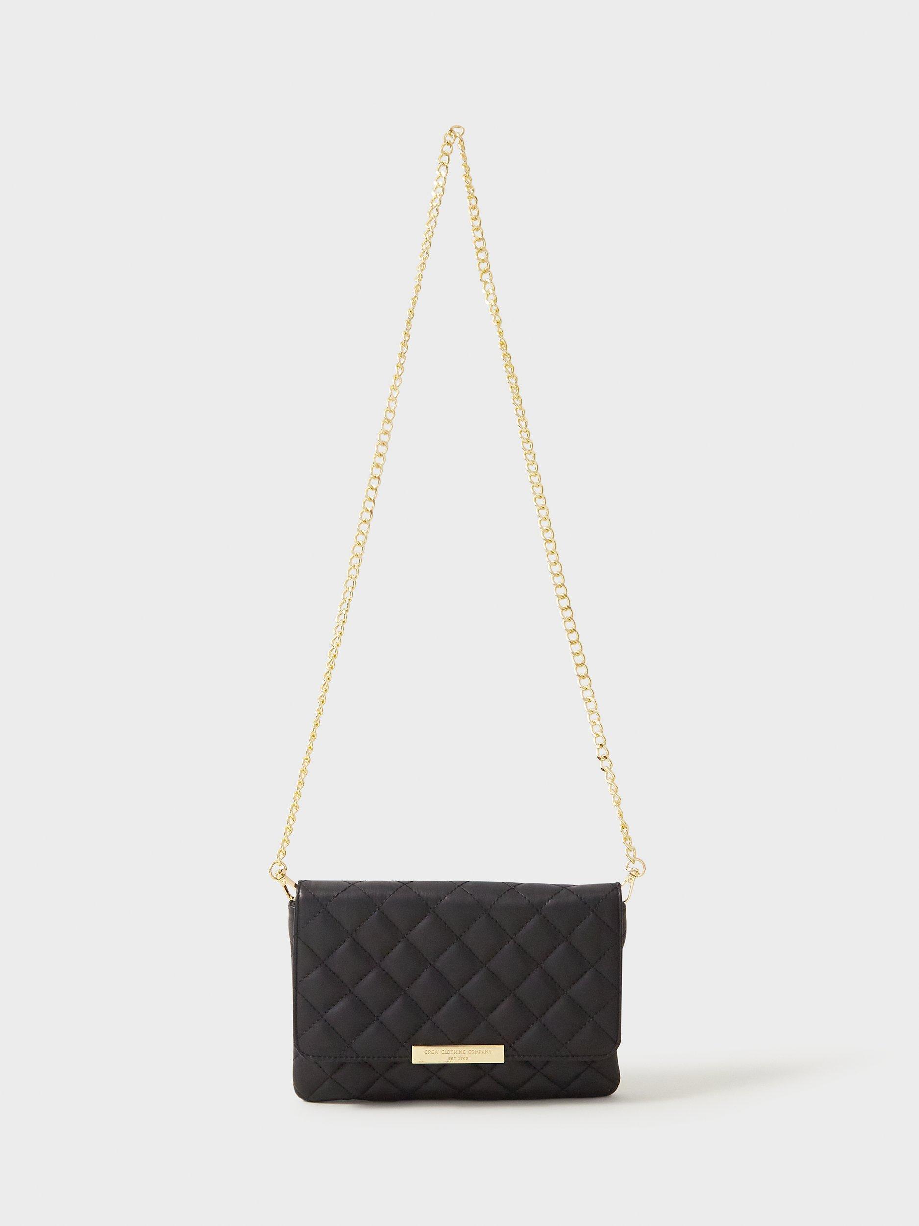 Crew Clothing Quilted Leather Clutch Bag, Black