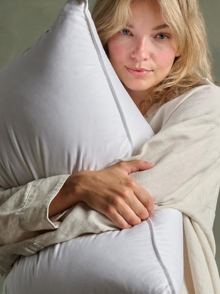 Bedfolk Feather & Down Kingsize Pillow, Firm - view 2, White
