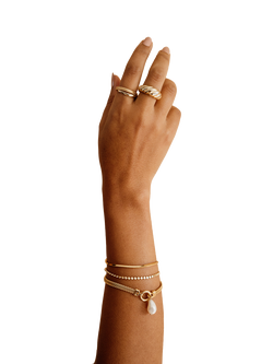 LARNAUTI Freshwater Pearl Drop Mesh Bracelet, Gold - view 2, Gold