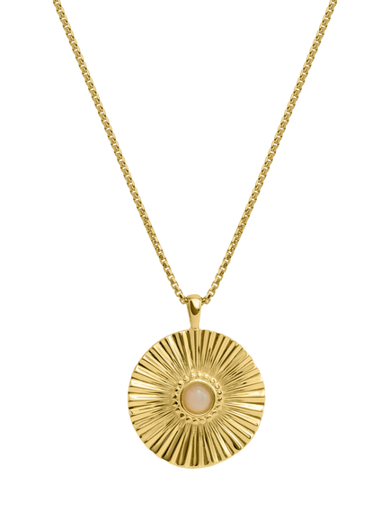 LARNAUTI Textured Large Pendant Necklace, Yellow Gold, Yellow Gold