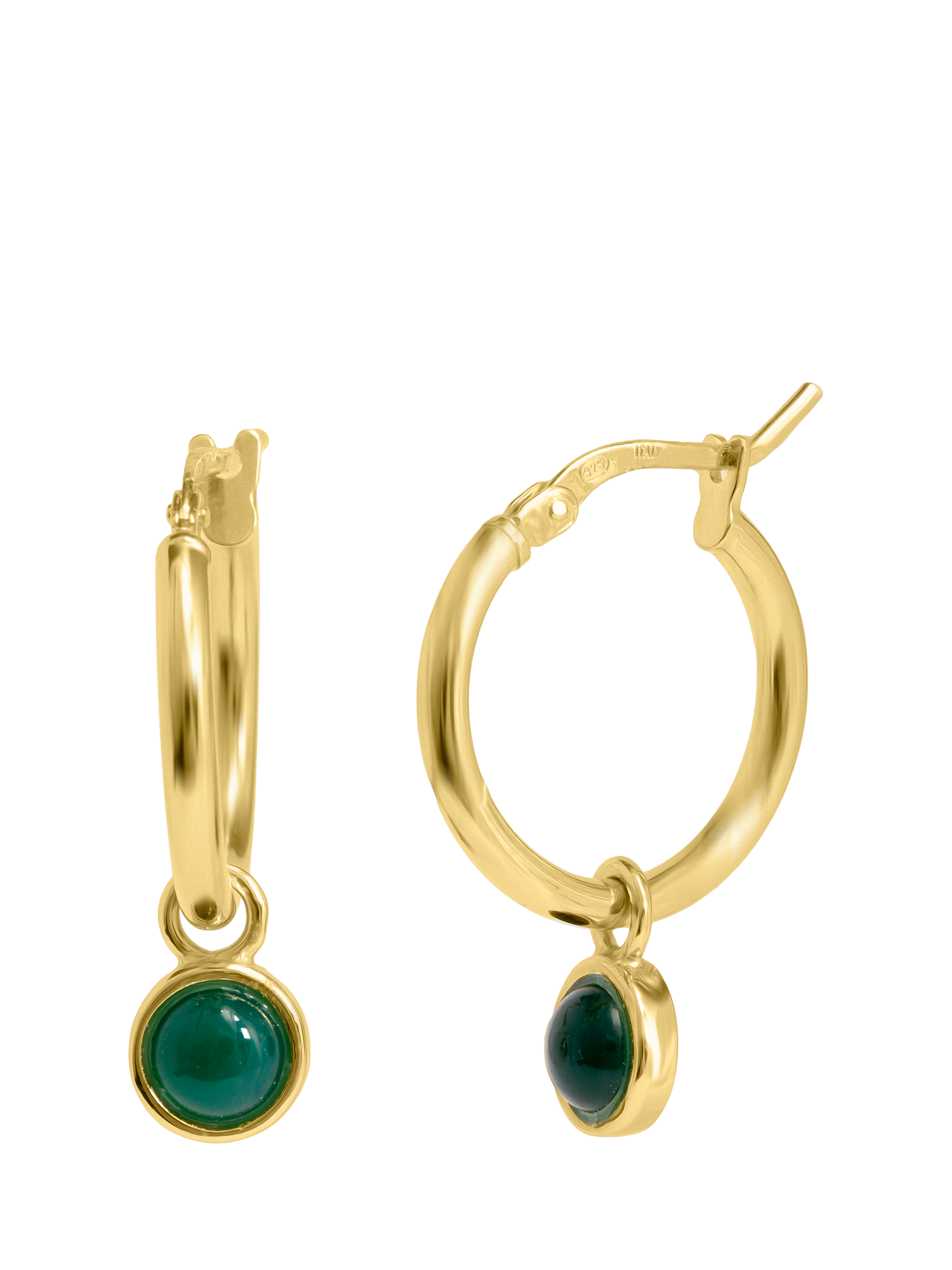 Product image 1 of 2, which shows LARNAUTI Onyx Drop Hoop Earrings, Gold/Green