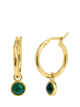 LARNAUTI Onyx Drop Hoop Earrings, Gold/Green