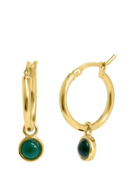 LARNAUTI Onyx Drop Hoop Earrings, Gold/Green, Gold