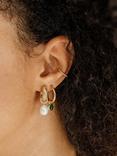 LARNAUTI Onyx Drop Hoop Earrings, Gold/Green