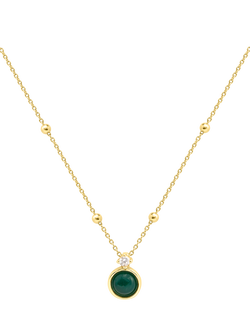 LARNAUTI Onyx Pendant Necklace & Earrings Set, Gold/Green - view 2, Gold/Green
