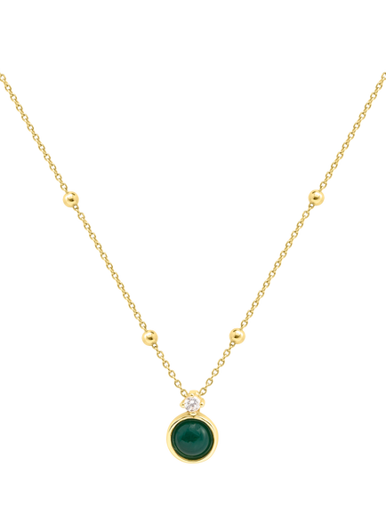 LARNAUTI Onyx Pendant Necklace & Earrings Set, Gold/Green - view 2, Gold/Green