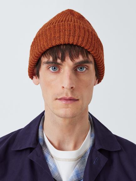 Peregrine Merino Wool Ribbed Beanie, Burnt Orange