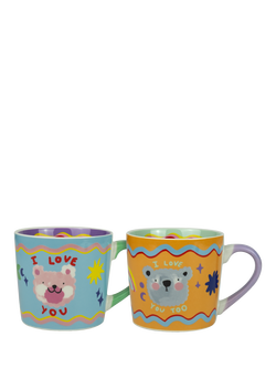 Eleanor Bowmer Teddy Bear New Bone China Mugs, Set of 2, 300ml, Multi