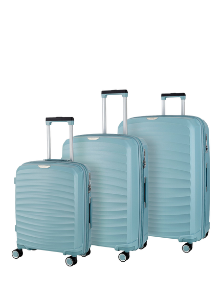 Rock Sunwave 8-Wheel Expandable Hard Shell Suitcase, Set of 3, Light Blue