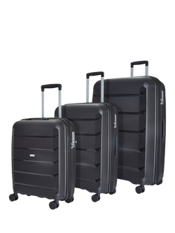 Rock Tulum 8-Wheel Expandable Suitcase Set, 3 Piece, Black