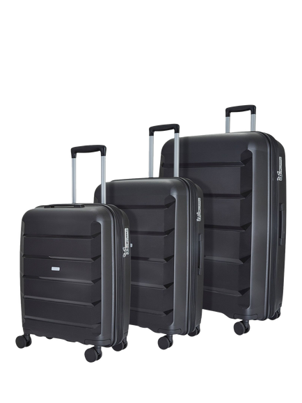 Rock Tulum 8-Wheel Expandable Suitcase Set, 3 Piece, Black
