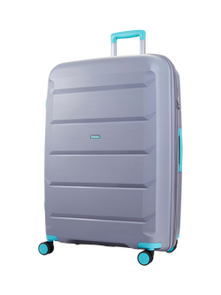 Rock Tulum 8-Wheel Expandable Suitcase Set, 3 Piece - view 2, Grey/Aqua
