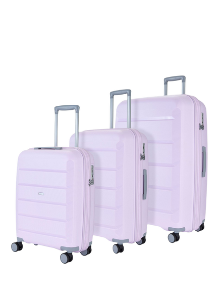 Rock Tulum 8-Wheel Expandable Suitcase Set, 3 Piece, Lilac