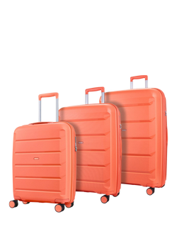 Rock Tulum 8-Wheel Expandable Suitcase Set, 3 Piece, Peach, Peach