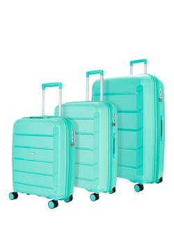 Rock Tulum 8-Wheel Expandable Suitcase Set, 3 Piece, Turquoise