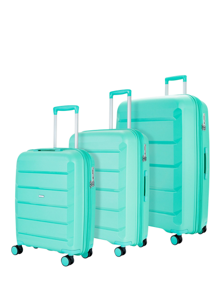 Rock Tulum 8-Wheel Expandable Suitcase Set, 3 Piece, Turquoise