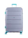 Rock Tulum 8-Wheel 78cm Expandable Large Suitcase, 105L, Grey/Aqua