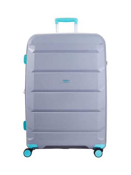 Rock Tulum 8-Wheel 78cm Expandable Large Suitcase, 105L, Grey/Aqua - view 2, Grey/Aqua