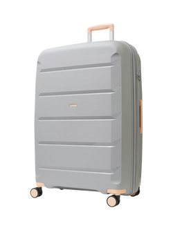 Rock Tulum 8-Wheel 78cm Expandable Large Suitcase, 105L, Grey/Peach