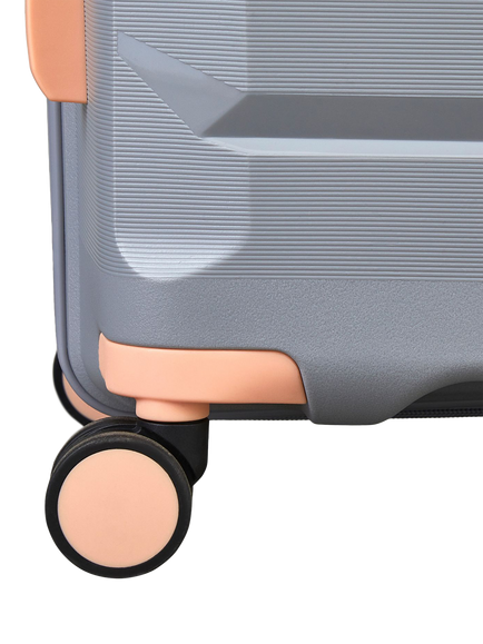 Rock Tulum 8-Wheel 78cm Expandable Large Suitcase, 105L - view 2, Grey/Peach
