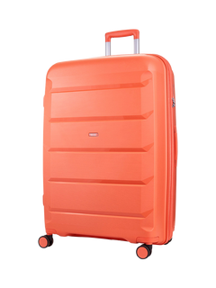 Rock Tulum 8-Wheel 78cm Expandable Large Suitcase, 105L, Peach