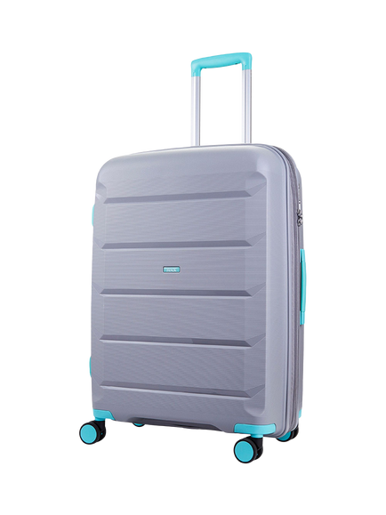 Rock Tulum 8-Wheel 66cm Expandable Medium Suitcase, 63L, Grey/Aqua