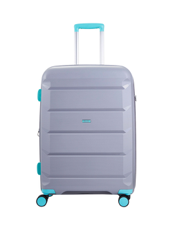 Rock Tulum 8-Wheel 66cm Expandable Medium Suitcase, 63L - view 2, Grey/Aqua