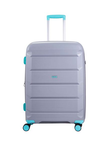 Rock Tulum 8-Wheel 66cm Expandable Medium Suitcase, 63L - view 2, Grey/Aqua