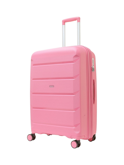 Rock Tulum 8-Wheel 66cm Expandable Medium Suitcase, 63L, Pink
