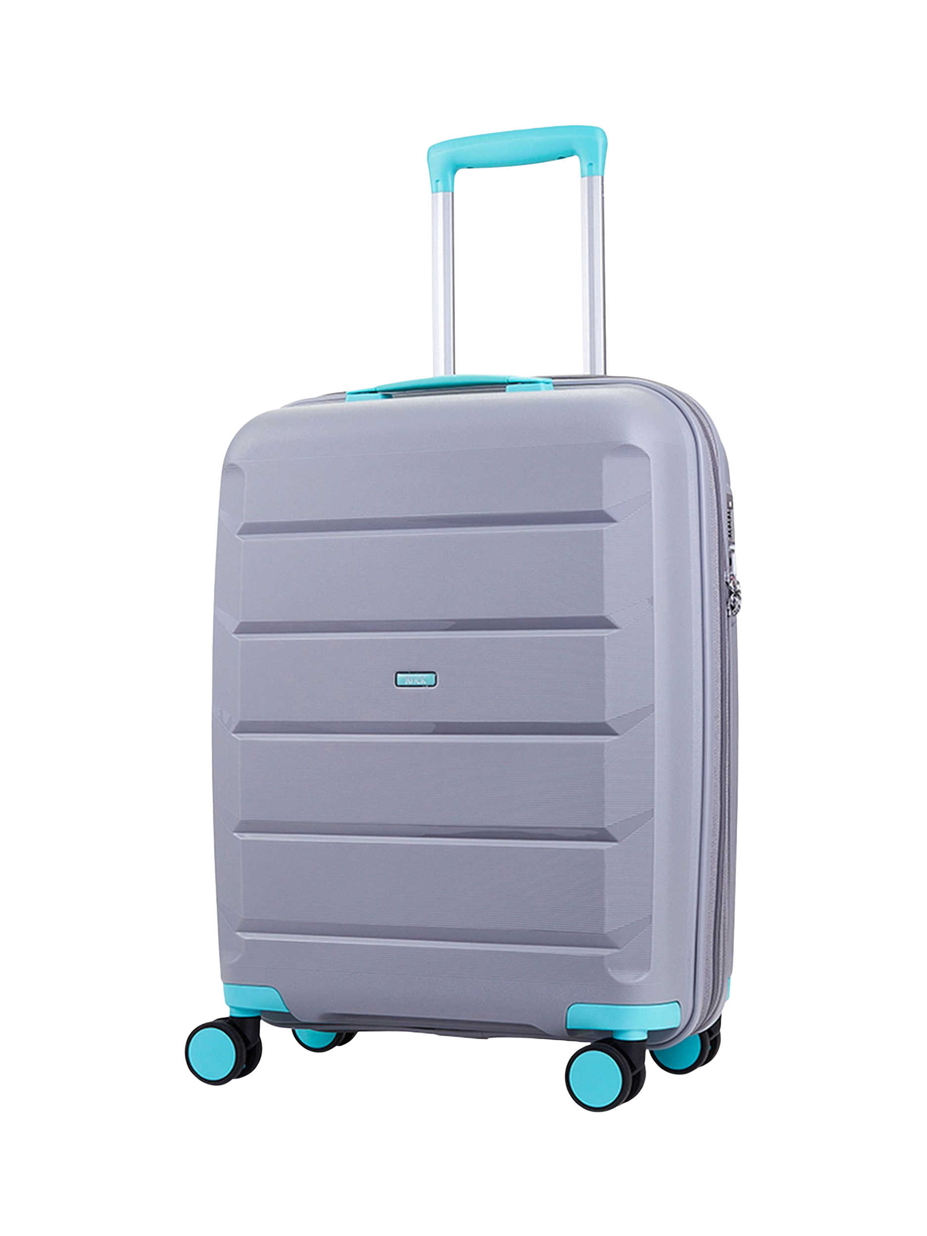 Rock Tulum 8 Wheel 55cm Expandable Cabin Case 36L Grey Aqua