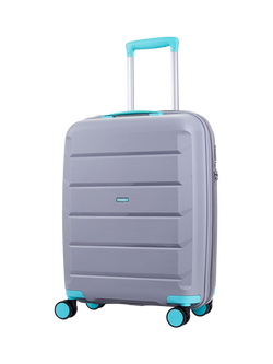 Rock Tulum 8-Wheel 55cm Expandable Cabin Case, 36L, Grey/Aqua