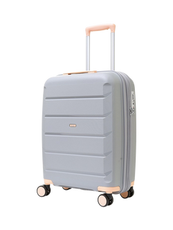 Rock Tulum 8-Wheel 55cm Expandable Cabin Case, 36L, Grey/Peach