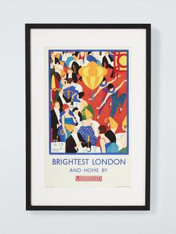 John Lewis London Transport Museum 'Brightest London & Home by Underground' Vintage Poster, 60 x 40cm, Framed Vintage Poster, 60 x 40cm, Multi, Multi