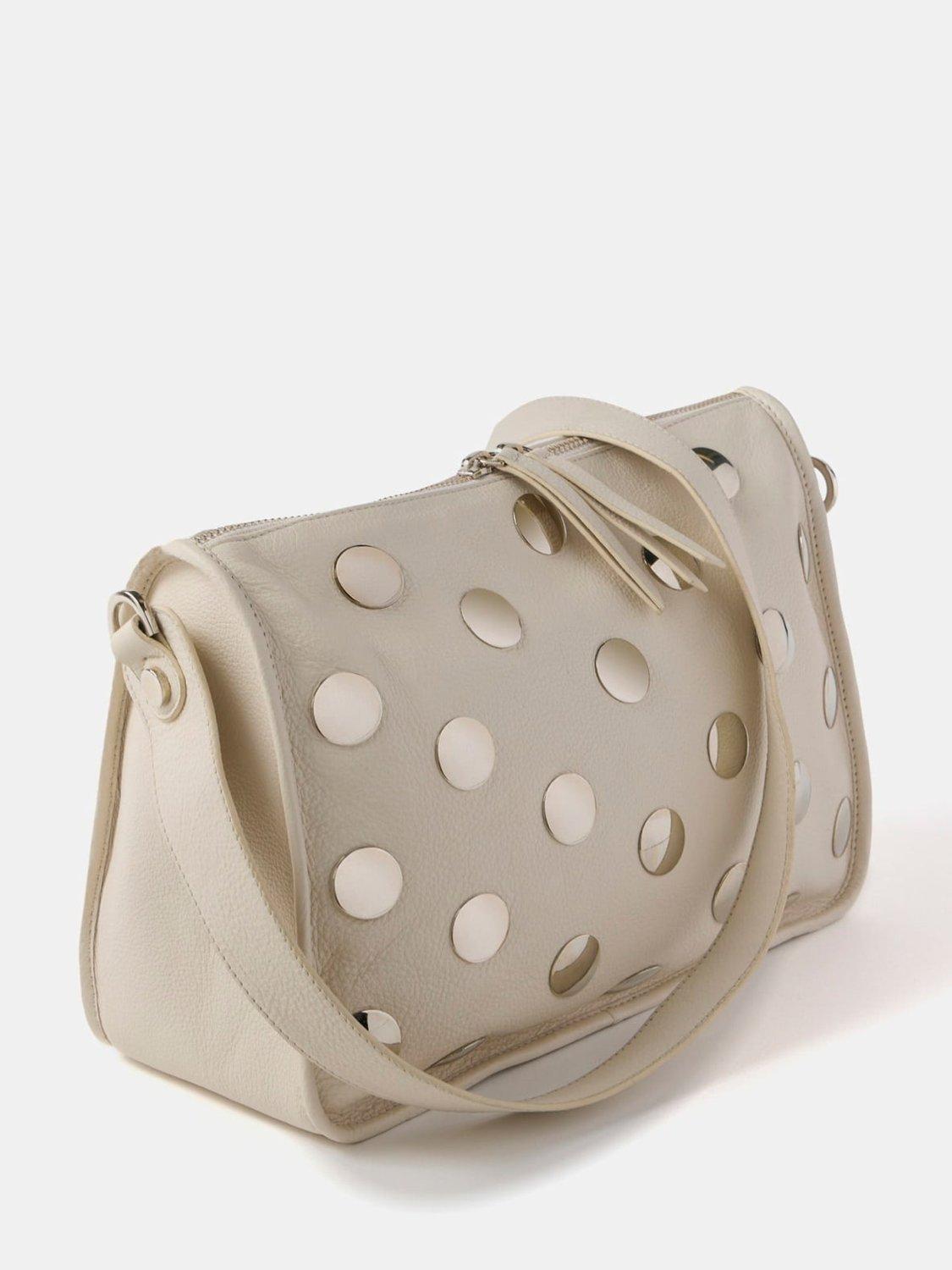 Product image 4 of 4, which shows Mint Velvet Leather Studded Shoulder Bag, Cream