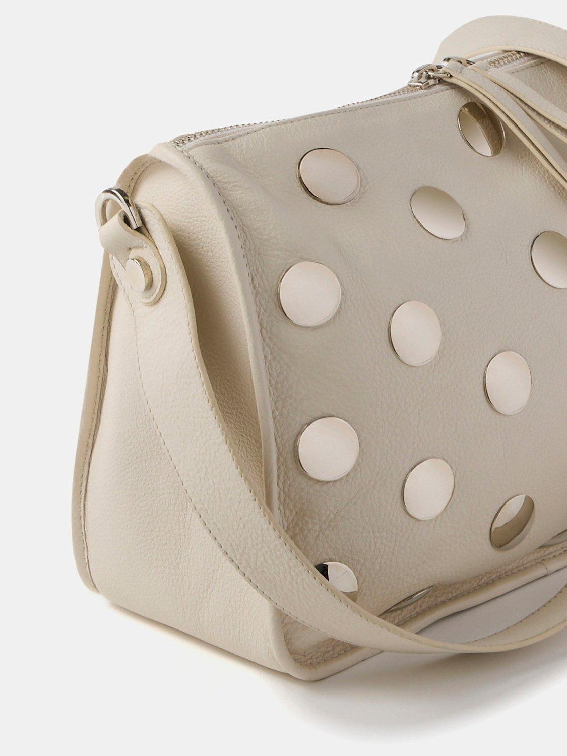 Product image 2 of 4, which shows Mint Velvet Leather Studded Shoulder Bag, Cream