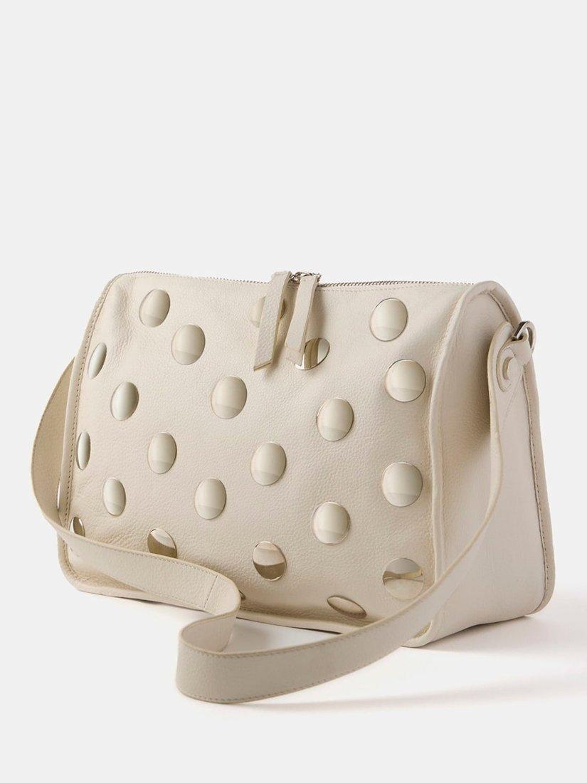 Product image 3 of 4, which shows Mint Velvet Leather Studded Shoulder Bag, Cream