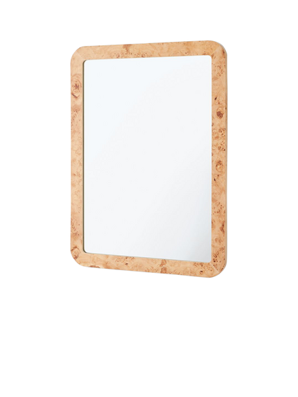 West Elm Burled Wood Wall Mirror, 91 x 61cm, Oak Effect, Wood