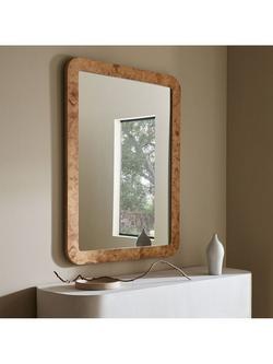 West Elm Burled Wood Wall Mirror, 91 x 61cm, Oak Effect - view 2, Wood