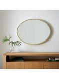 west elm Oval Metal Frame Wall Mirror, 102 x 76cm, Antique Brass