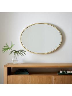 West Elm Oval Metal Frame Wall Mirror, 102 x 76cm, Antique Brass, Antique Brass