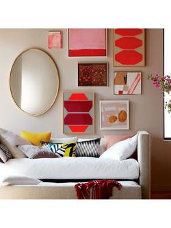 West Elm Oval Metal Frame Wall Mirror, 102 x 76cm, Antique Brass - view 2, Antique Brass