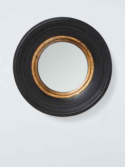 John Lewis Georgian Round Convex Wall Mirror, 40cm, Black, Black