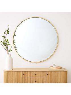 West Elm Oversized Round Metal Frame Wall Mirror, 122cm, Antique Brass - view 2, Antique Brass