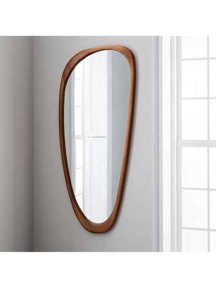West Elm Mid Century Asymmetrical Eucalyptus Wood Wall Mirror, 167 x 72cm, Acorn, Wood
