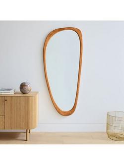 West Elm Mid Century Asymmetrical Eucalyptus Wood Wall Mirror, 167 x 72cm, Acorn - view 2, Wood